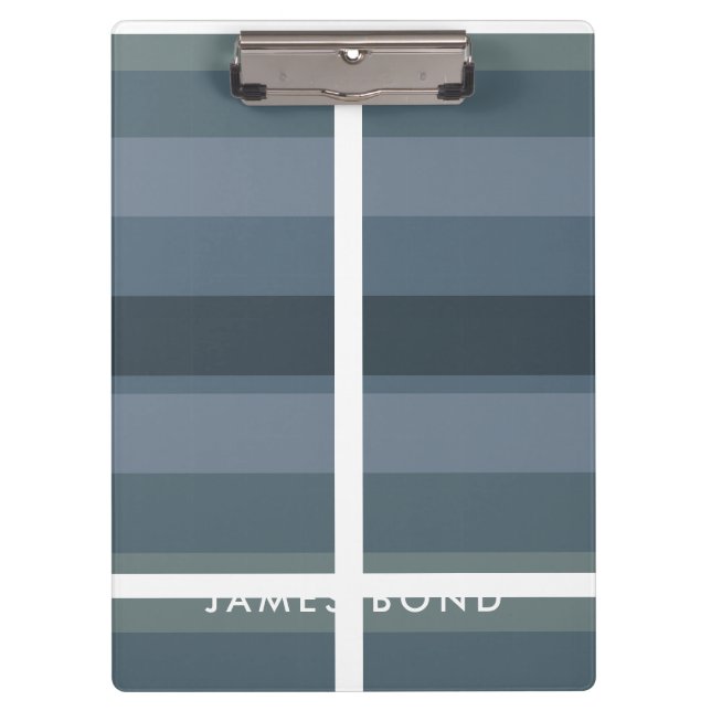 Porte-bloc Blue Shades Ombre Simple Stripe Personnaliser le n (Devant)