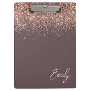 Porte-bloc Blush Rose Gold Monogramme Pailleté Terracotta