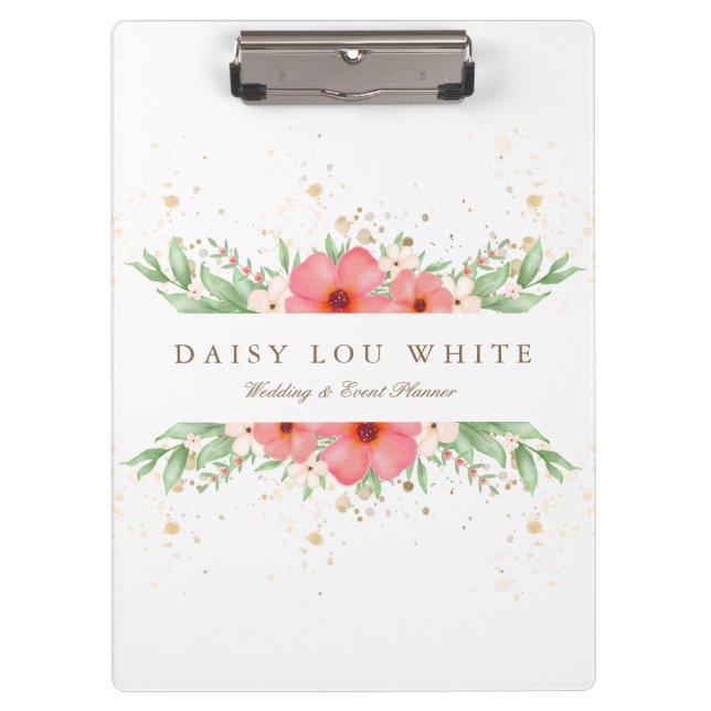 Porte-bloc Boho Chic rose et ivoire vert Floral Business (Devant)
