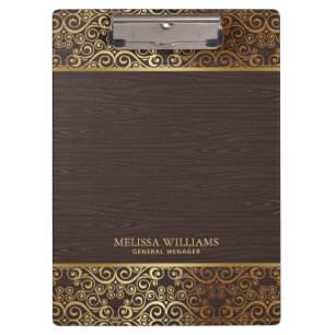 Porte-bloc Bois Brown Faux Avec Flèches Or Bordure