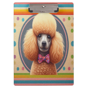 Porte-bloc Bordure colorée du chien de caniche réaliste et él