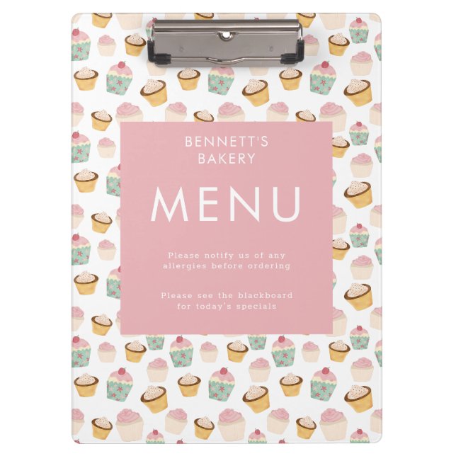 Porte-bloc Boulangerie Cupcake Business Menu (Devant)