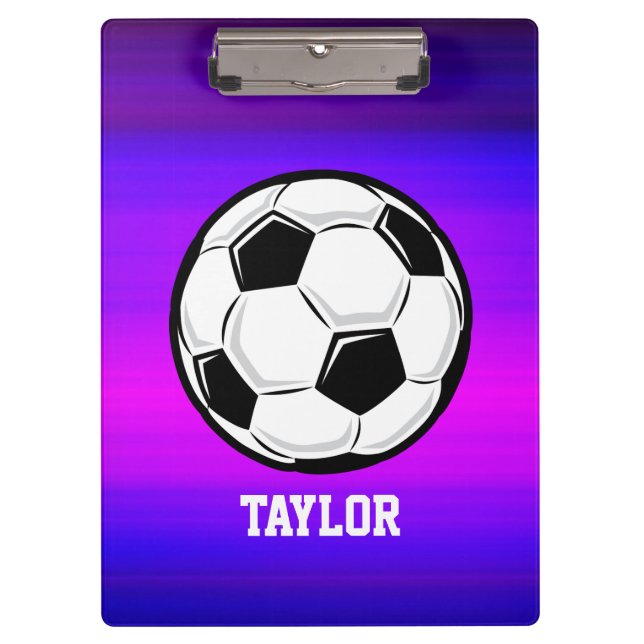 Porte-bloc Boule de football; Violet bleu vibrant et Magenta (Devant)