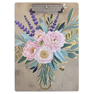 Porte-bloc Bouquet de pivoines fleurs de lavande Rustique