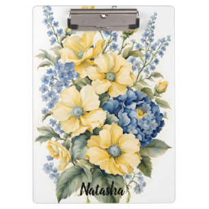 Porte-bloc Bouquet jaune et bleu