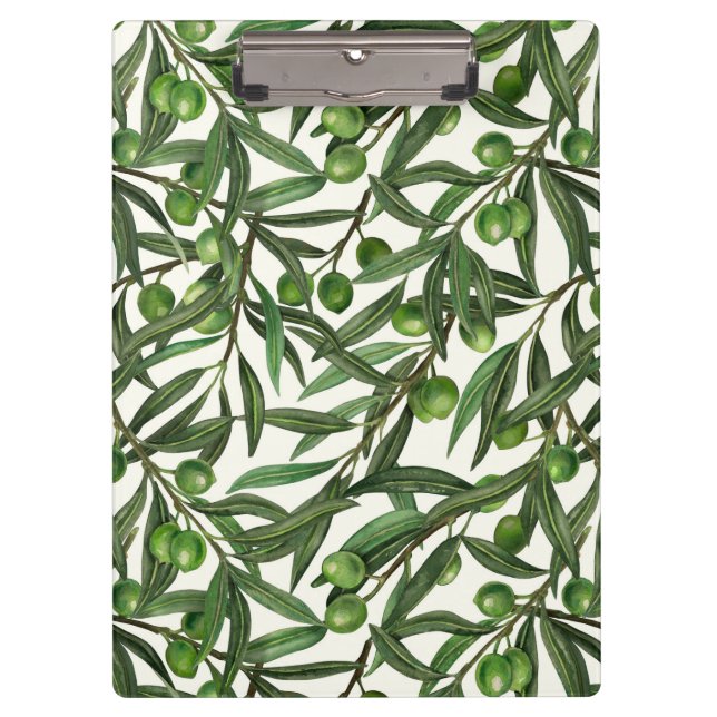 Porte-bloc Branches d'olive sur blanc (Devant)