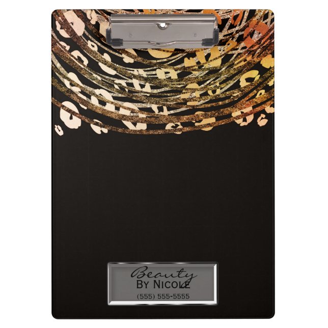 Porte-bloc Bronze Orange Cheetah Leopard Glam Personnalisé (Devant)