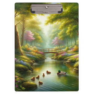 Porte-bloc Brook de printemps avec canards/fleurs