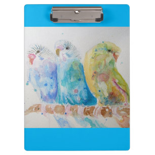 Porte-bloc Budgie Aquarelle Peinture d'oiseau Budgies Aqua Tu