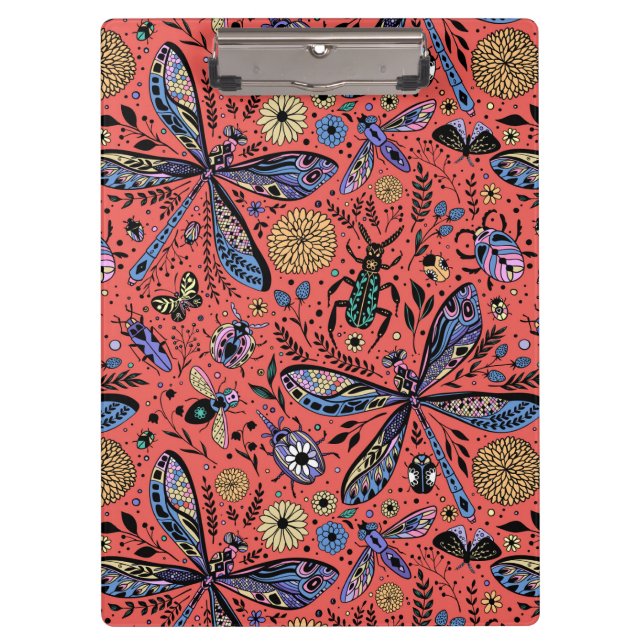 Porte-bloc Bugs de Doodle sur corail rouge (Devant)