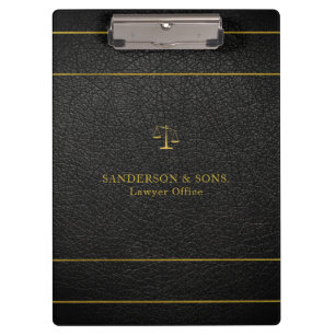 Porte-bloc Bureau d'avocat de luxe en faux or et cuir noir