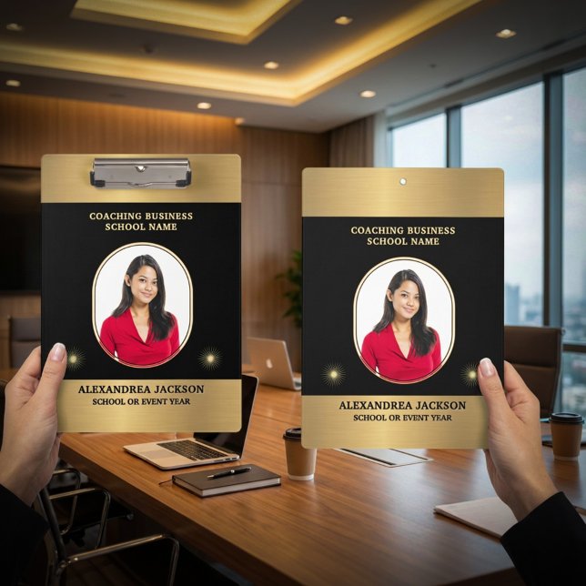 Porte-bloc Business Photo Gold Black Elegant Personalize (Business Photo Gold Black Elegant Personalize Clipboard is stylish and modern to use everyday. )