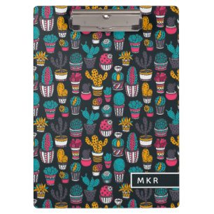 Porte-bloc Cactus tiré par la main dans le motif de style de