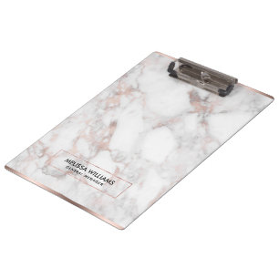 Porte-bloc Cadre frontalier en marbre Faux or rose