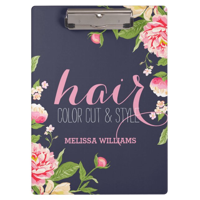 Porte-bloc Cadre rose Sur Fleurs Bleues (Devant)