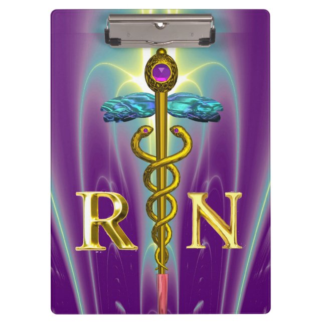 Porte-bloc CADUCÉ D'OR SYMBOLE INFIRMIER INSCRIT Purple Vert (Devant)