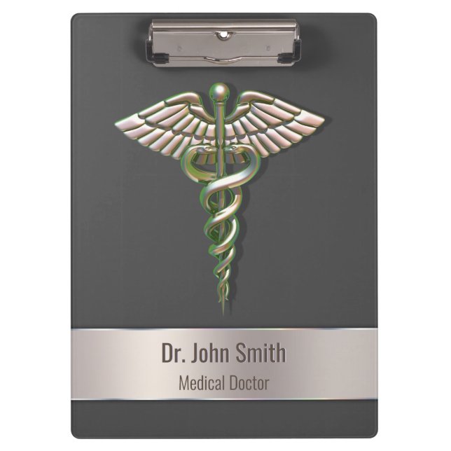 Porte-bloc Caduceus Médicale Chrome Holographique 3D (Devant)