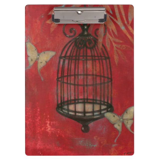 Porte-bloc Cage d'oiseaux décorative avec papillons (Devant)