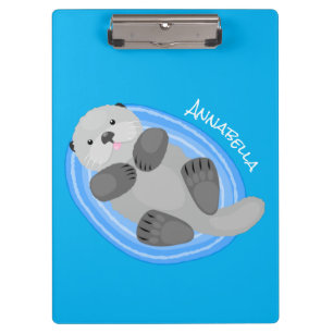 Porte-bloc Caricature bleu loutre de mer joyeux