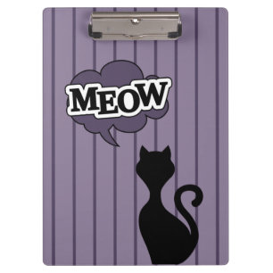 Porte-bloc Caricature de chat noir mauve