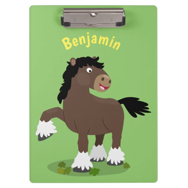 Porte-bloc Caricature de cheval de trait de Cute Clydesdale (Devant)