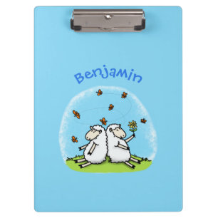 Porte-bloc Caricature de moutons mignons amis et papillons