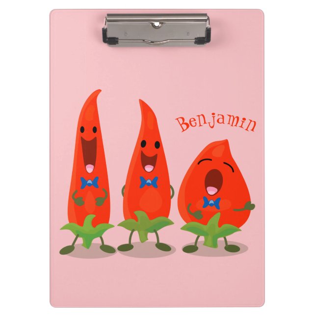 Porte-bloc Caricature de piments chantants mignons (Devant)