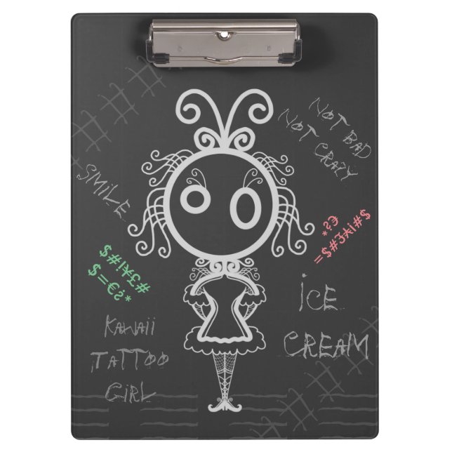 Porte-bloc Caricature déplaisante Kawaii Tattoo Girl (Devant)