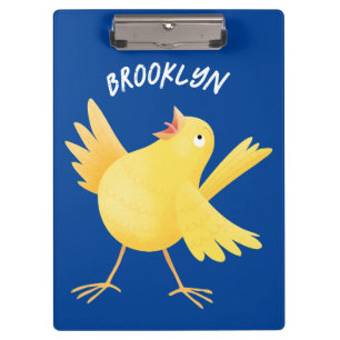 Porte-bloc Caricature d'oiseau canari jaune chantant mignon