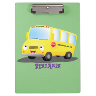 Porte-bloc Caricature du bus scolaire jaune joyeux