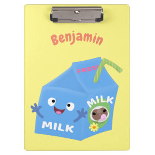 Porte-bloc Caricature en carton de lait joyeux