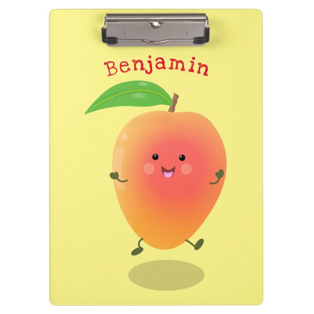 Porte-bloc Caricature jaune mangue mignonne (Devant)
