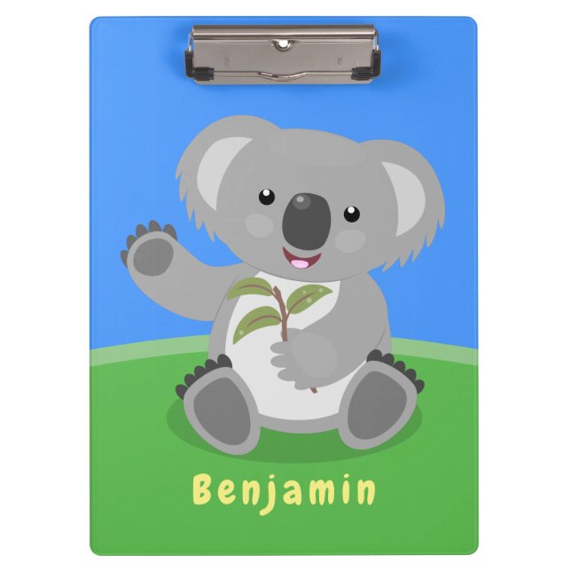 Porte-bloc Caricature joyeux koala agitant (Devant)