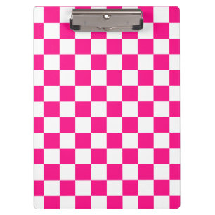 Porte-bloc Carrés à carreaux rose vif blanc géométrique rétro