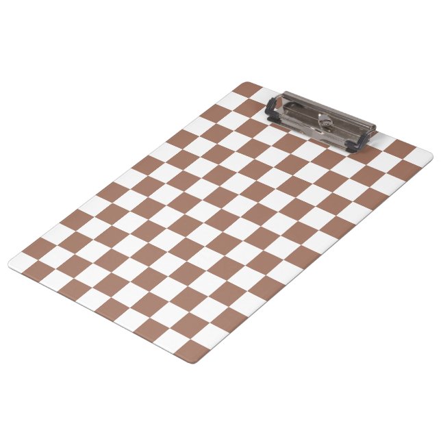 Porte-bloc Carrés Checker mocha brun blanc géométrique rétro (Incliné)