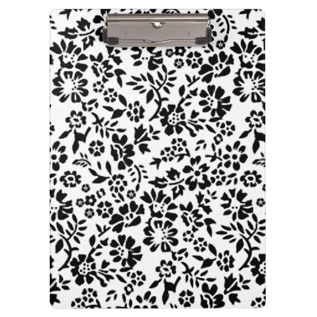 Porte-bloc Carte à clip à fleurs en noir et blanc ! (Devant)