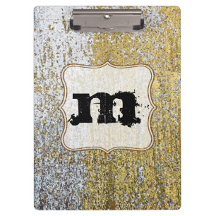 Porte-bloc Carte à clips initiale Gold et Silver Grunge Monog
