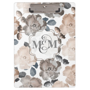 Porte-bloc Carte Clip Monogram Mariage Rose vintage