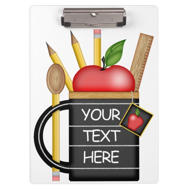 Porte-bloc Carte Clip personnalisée Apple de l'enseignant (Devant)