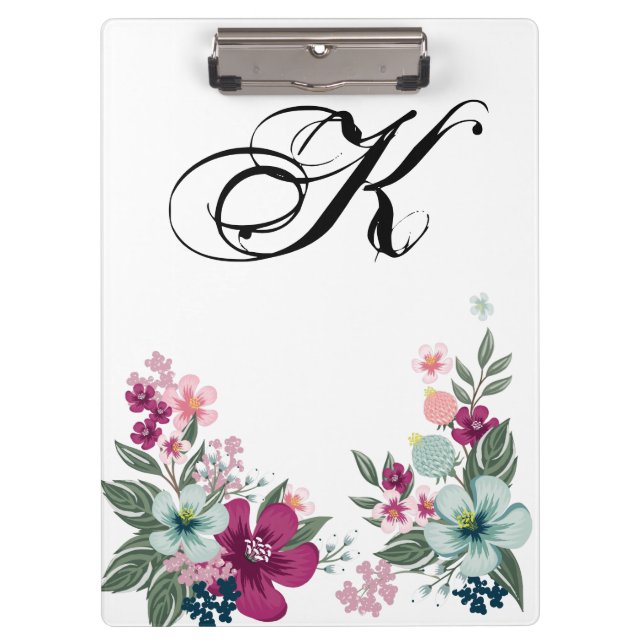 Porte-bloc Carte Clip personnalisée Fleur tropicale sur blanc (Devant)