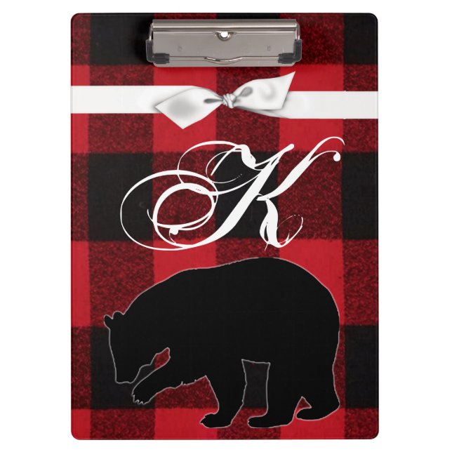 Porte-bloc Carte Clip Personnalisée Red Buffalo Plaid Bla (Devant)