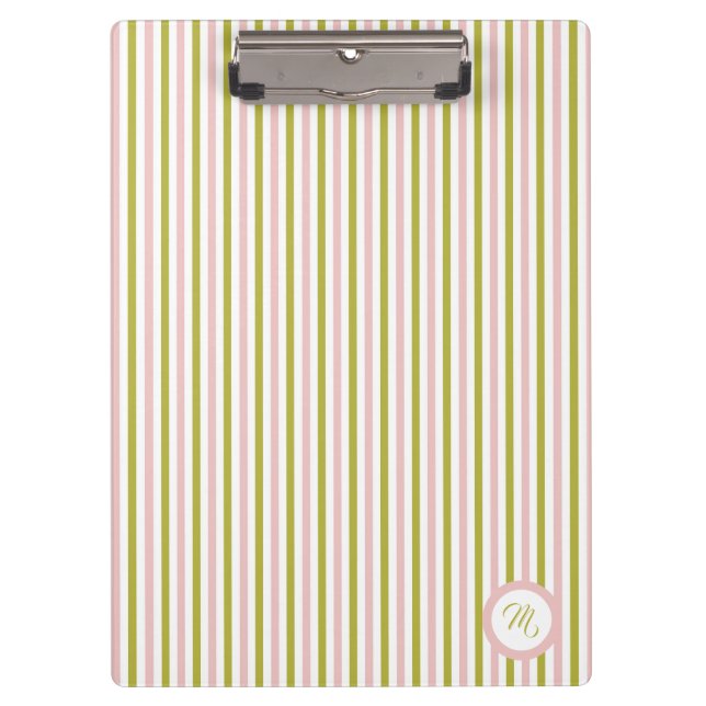 Porte-bloc Carte clipart à bandes rose et verte (Devant)