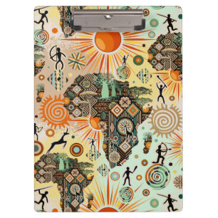 Porte-bloc Carte d'Afrique Éléments Tribaux Décoratifs Motif