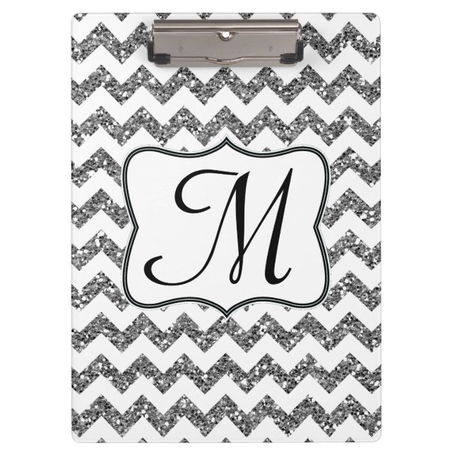 Porte-bloc Carte d'clip initiale du Monogramme de Chevron d'a (Devant)