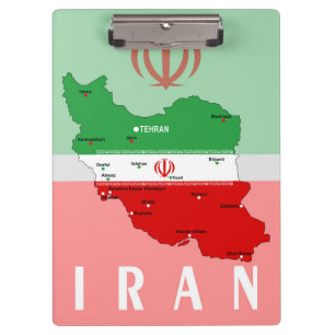 Porte-bloc Carte de l'Iran avec drapeau et emblème