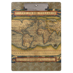 Porte-bloc Carte du monde d'Ortelius 1570 : cartographie anti