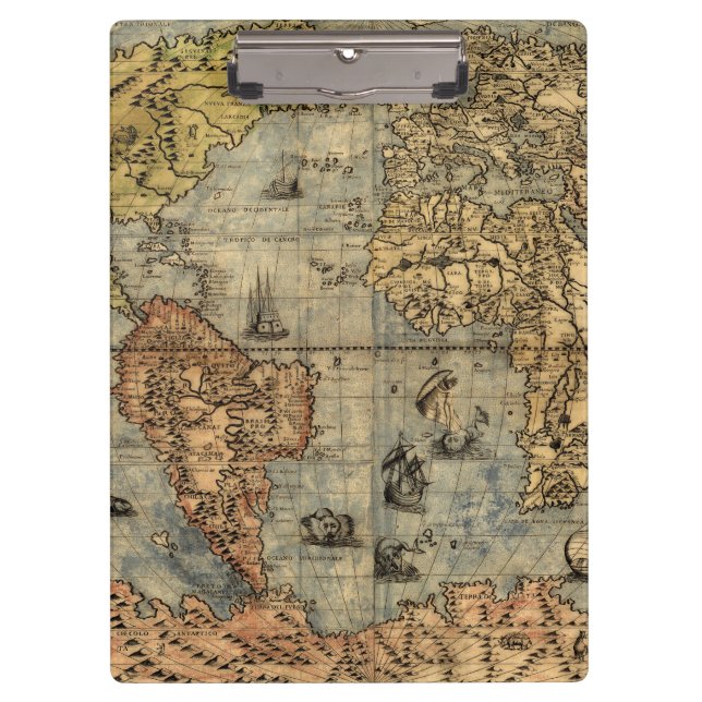 Porte-bloc Carte du monde Forlani Antiquev 1565 Renaissance (Devant)