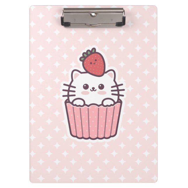 Porte-bloc Carton de Cupcake aux fraises Cute Kawaii (Devant)