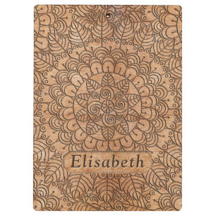 Porte-bloc Cercles floraux en bois sculpté Mandala Personnali