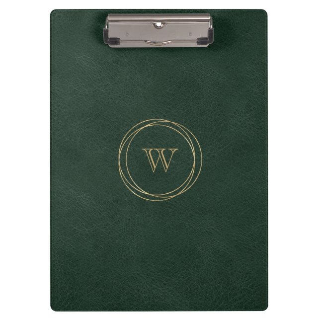 Porte-bloc Cercles géométriques or Monogramme vert (Devant)